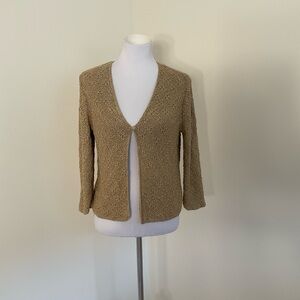 Jones New York Signature Gold Metallic Cardigan Sweater